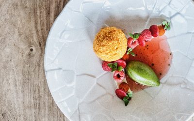 Cheesecake mit Paprika und Basilikumsorbet – Nils Henkel